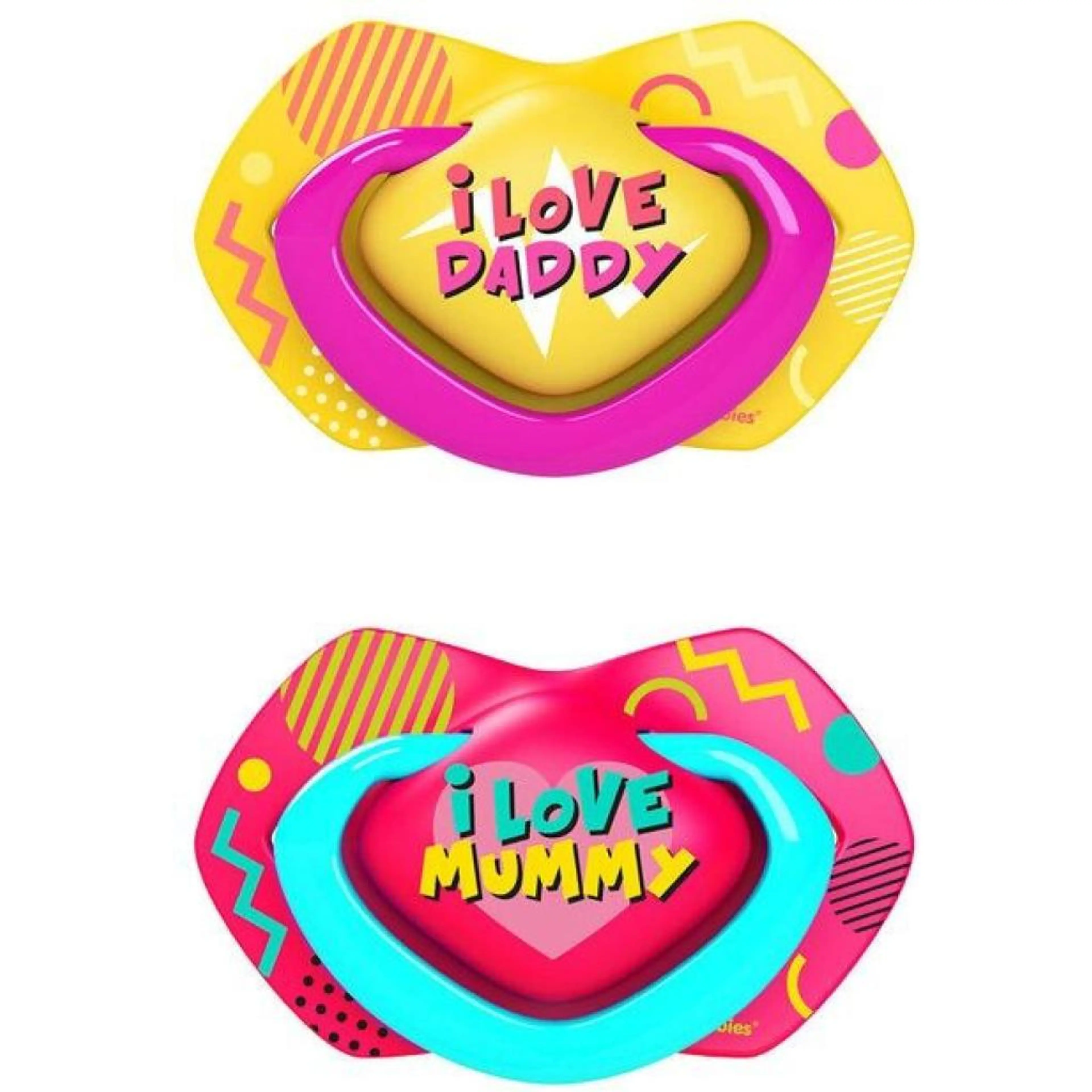 Силиконова залъгалка Neon Love, 18+ месеца, розова, 2 бр.